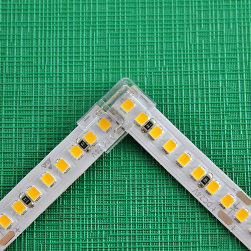Конектор прозорий кутовий 2 контакта, для одноколірної COB LED стрічки 10 мм