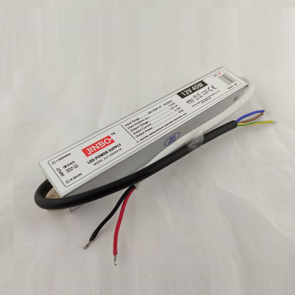 Блок живлення JINBO для лед стрічки 45 Вт 12V IP67, герметичний