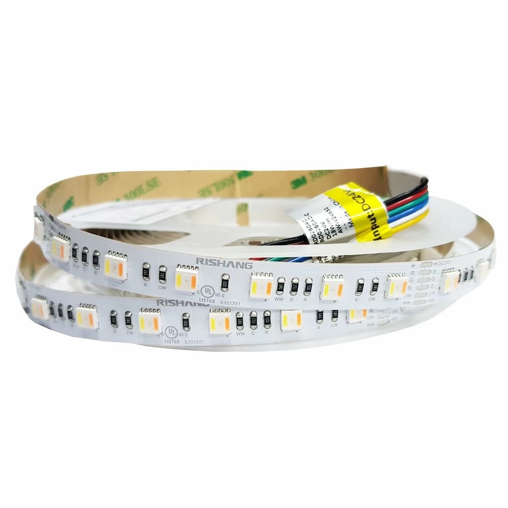 Світлодіодна стрічка RISHANG RGB+CCT, 22,5 Вт/м, 5050, 60 діодів, IP33, 24V, 1380 lm, різнокольорова