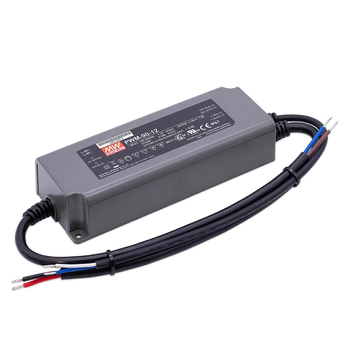 Блок живлення Mean Well для led стрічки 90 Вт 12V IP20, PWM-90-12