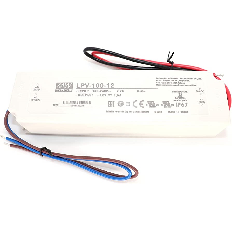 Блок живлення Mean Well для led стрічки 100 Вт 12V IP67, LPV-100-12