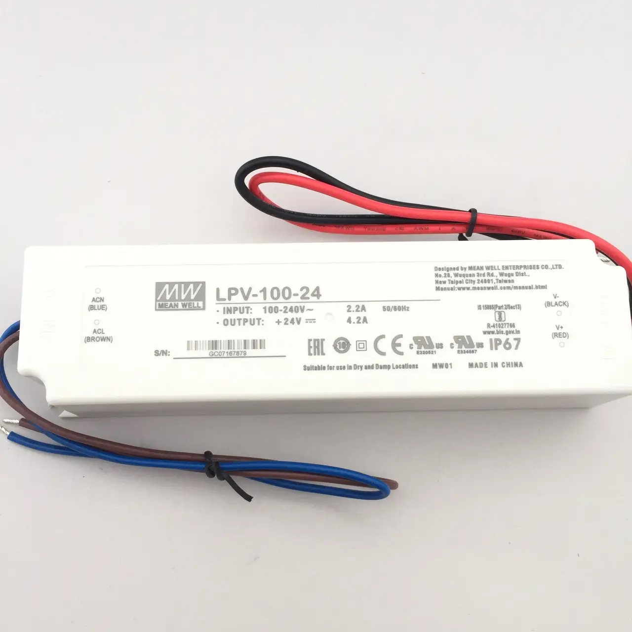 Блок живлення Mean Well для led стрічки 100 Вт 24V IP67, LPV-100-24