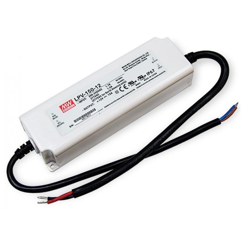 Блок живлення Mean Well для led стрічки 150 Вт 12V IP67, LPV-150-12