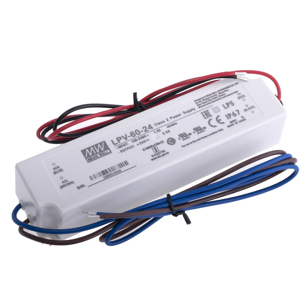 Блок живлення Mean Well для led стрічки 60 Вт 24V IP67, LPV-60-24
