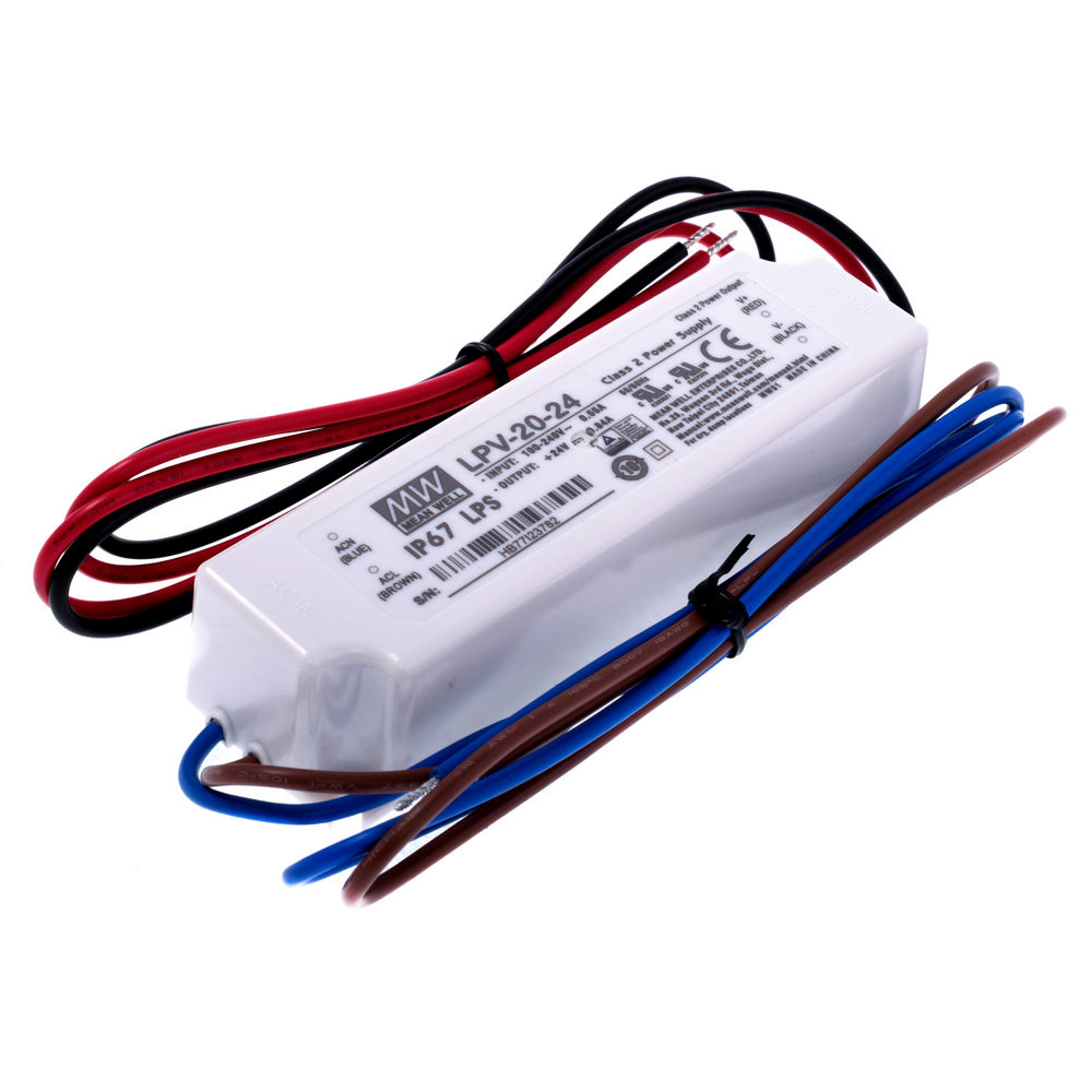 Блок живлення Mean Well для led стрічки 20 Вт 24V IP67, LPV-20-24