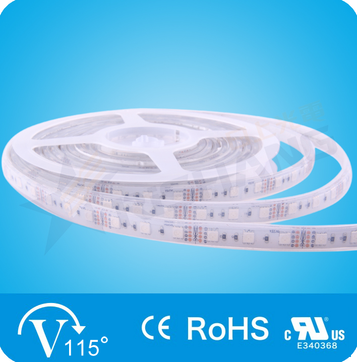 Світлодіодна стрічка RISHANG RGB, 14,4 Вт/м, 5050, 60 діодів, IP67, 12V, 286 лм, різнокольорова