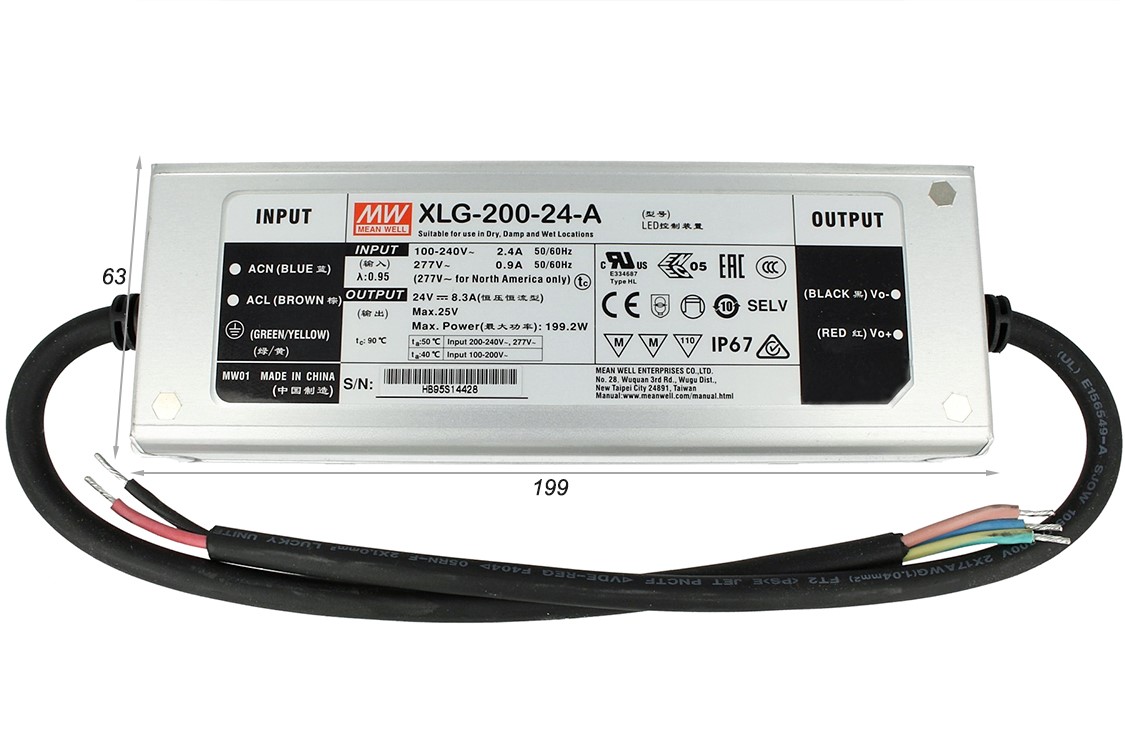 Блок живлення MW XLG-200-24, IP67