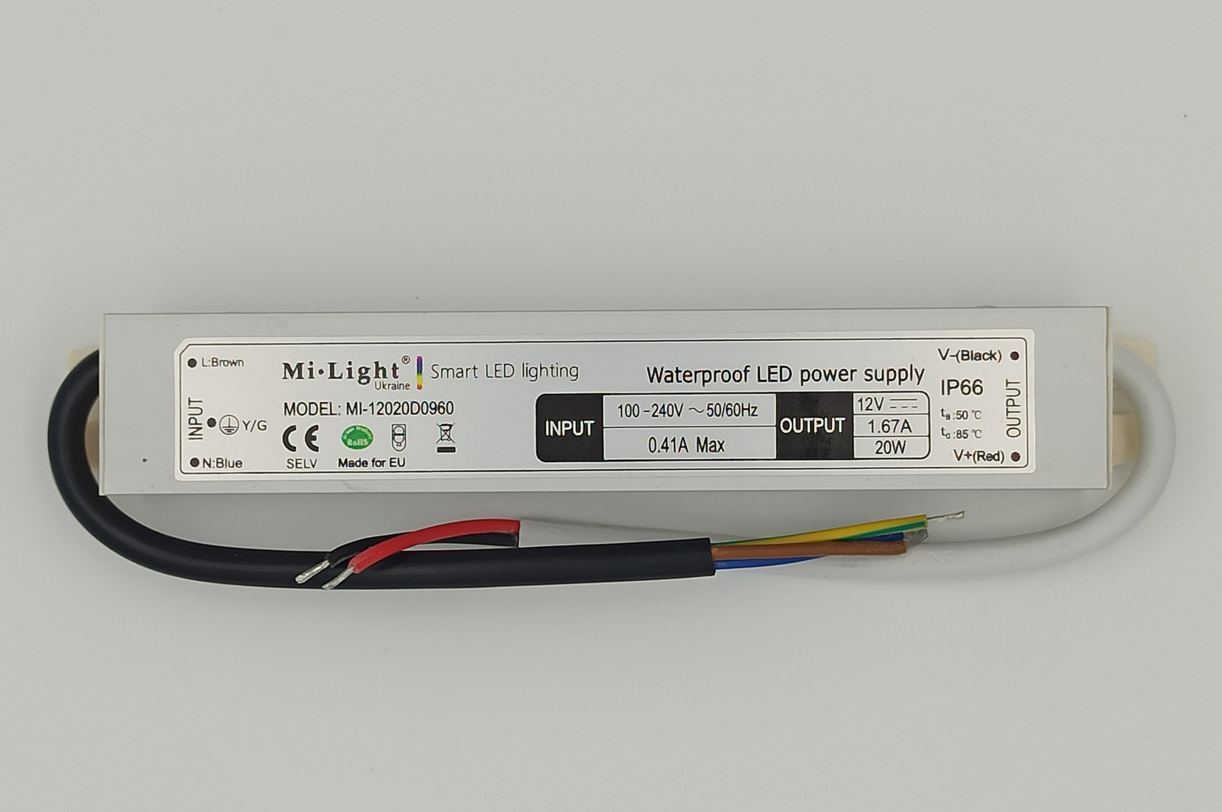 Блок живлення SLIM 20 вт, 12 В, 1.67 А, ІР66