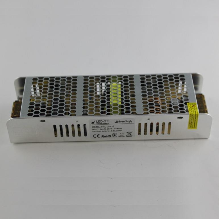 Блок живлення для світлодіодної стрічки 200 Вт 24V IP20 Slim