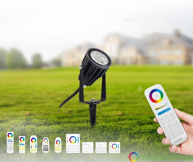 Smart LED газонный светильник 6W IP66 RGB+CCT Дистанционное управление 2,4 GHz