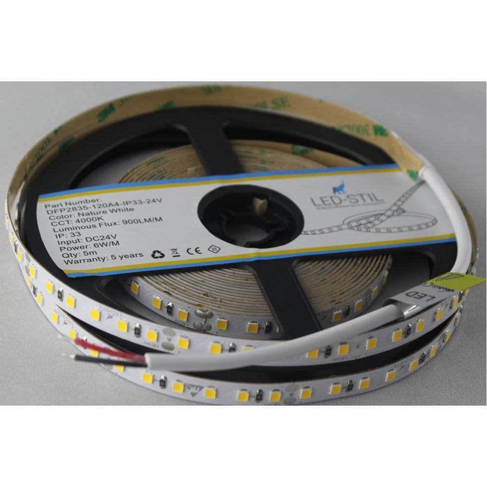 Світлодіодна стрічка LED-STIL 4000K, 6 Вт/м, 2835, 120 діодів, IP33, 24V, 900 lm, нейтральне світло