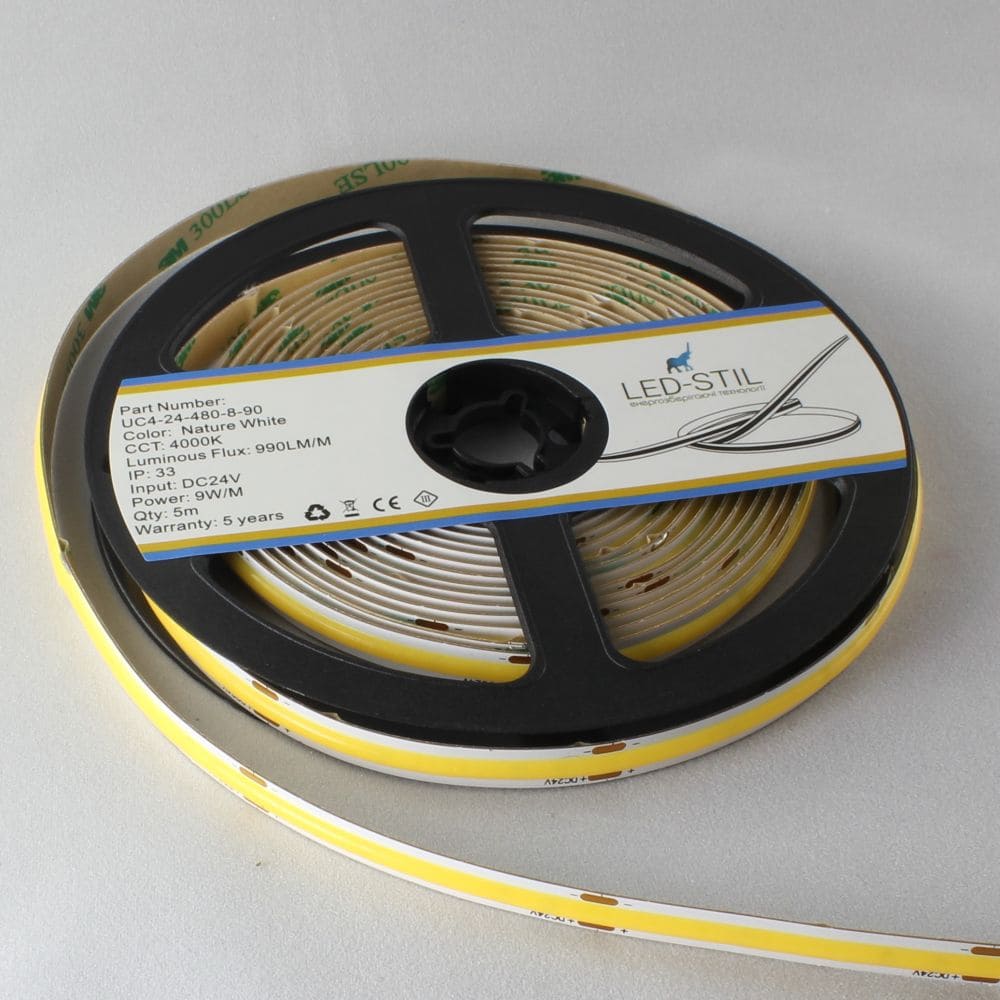 Світлодіодна стрічка LED-STIL 4000K 9 Вт/м COB 480 діодів IP33 24 Вольти 950 lm нейтральне світло