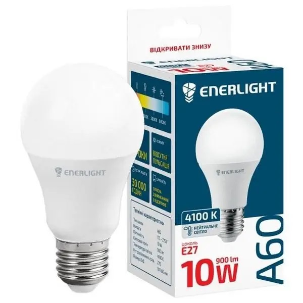 Cвітлодіодна лампа LED ENERLIGHT A60 10Вт 4100K E27